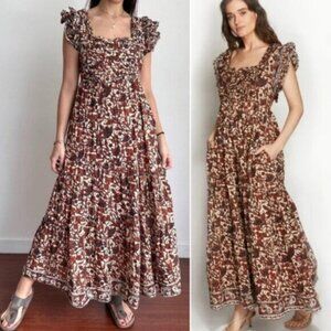 NWOT Love The Label $325 Mirabelle Smocked Bust Tiered Maxi Dress Floral size S